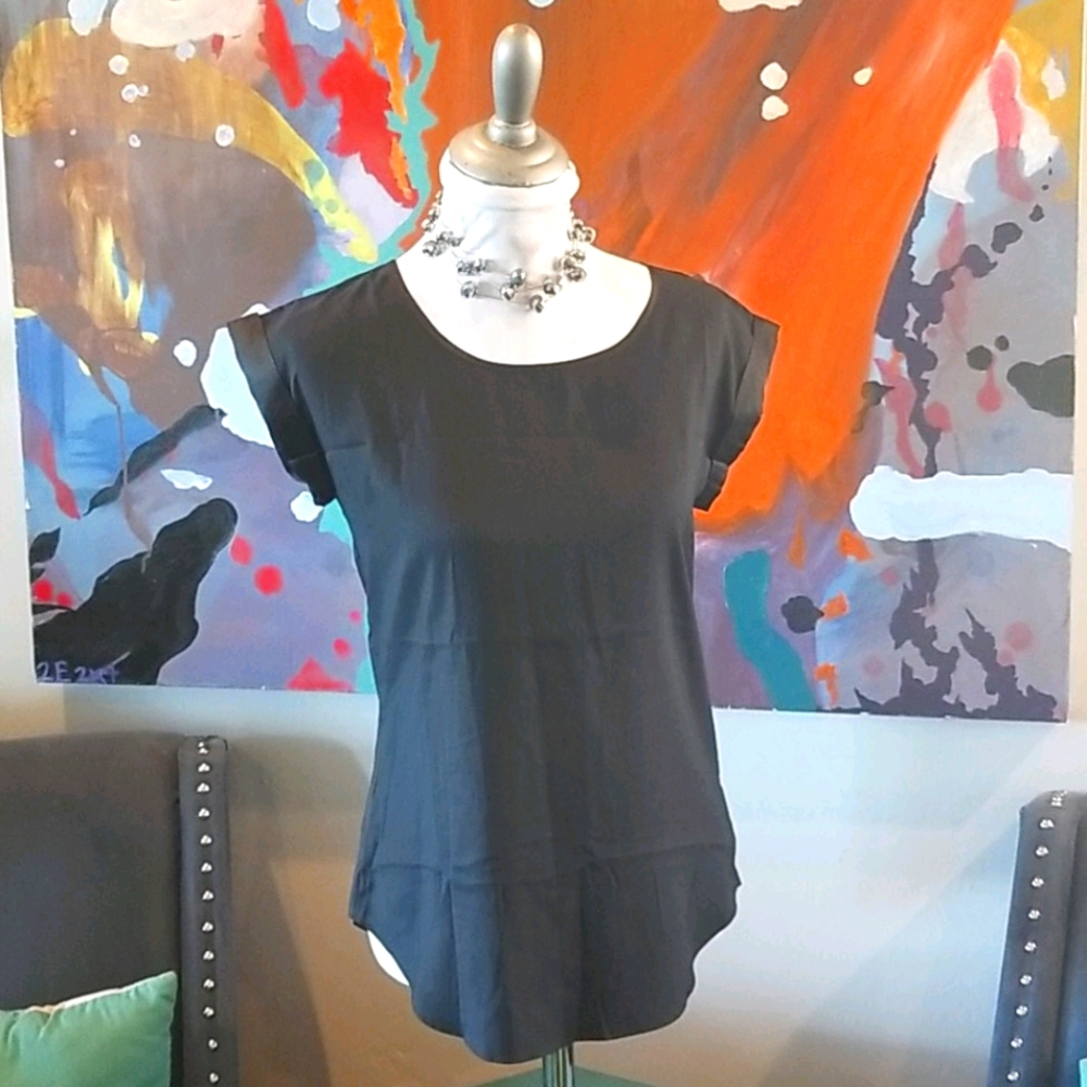 Express Gramercy tee, black lace up back XS